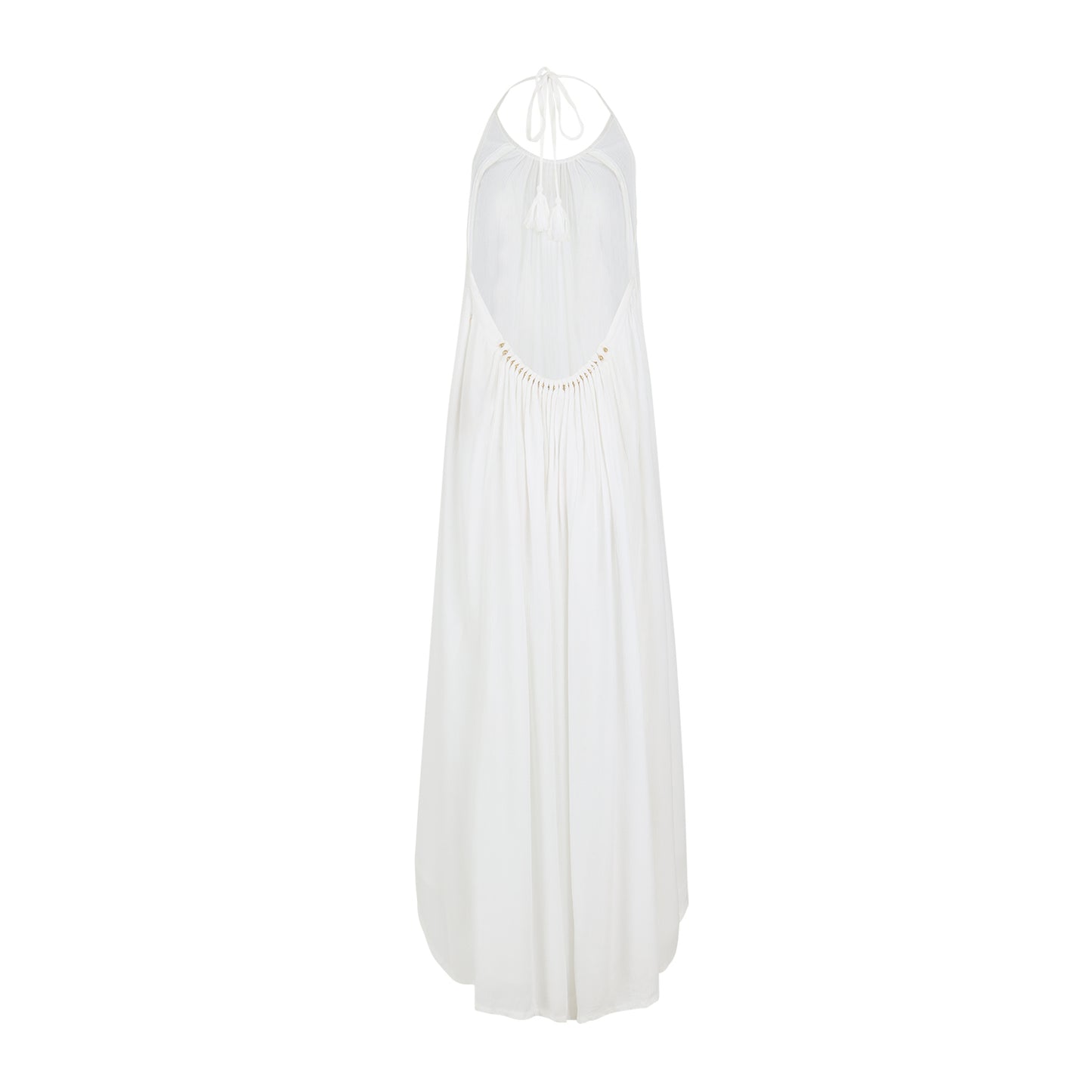 Catalina Low Back Maxi Halter Dress White