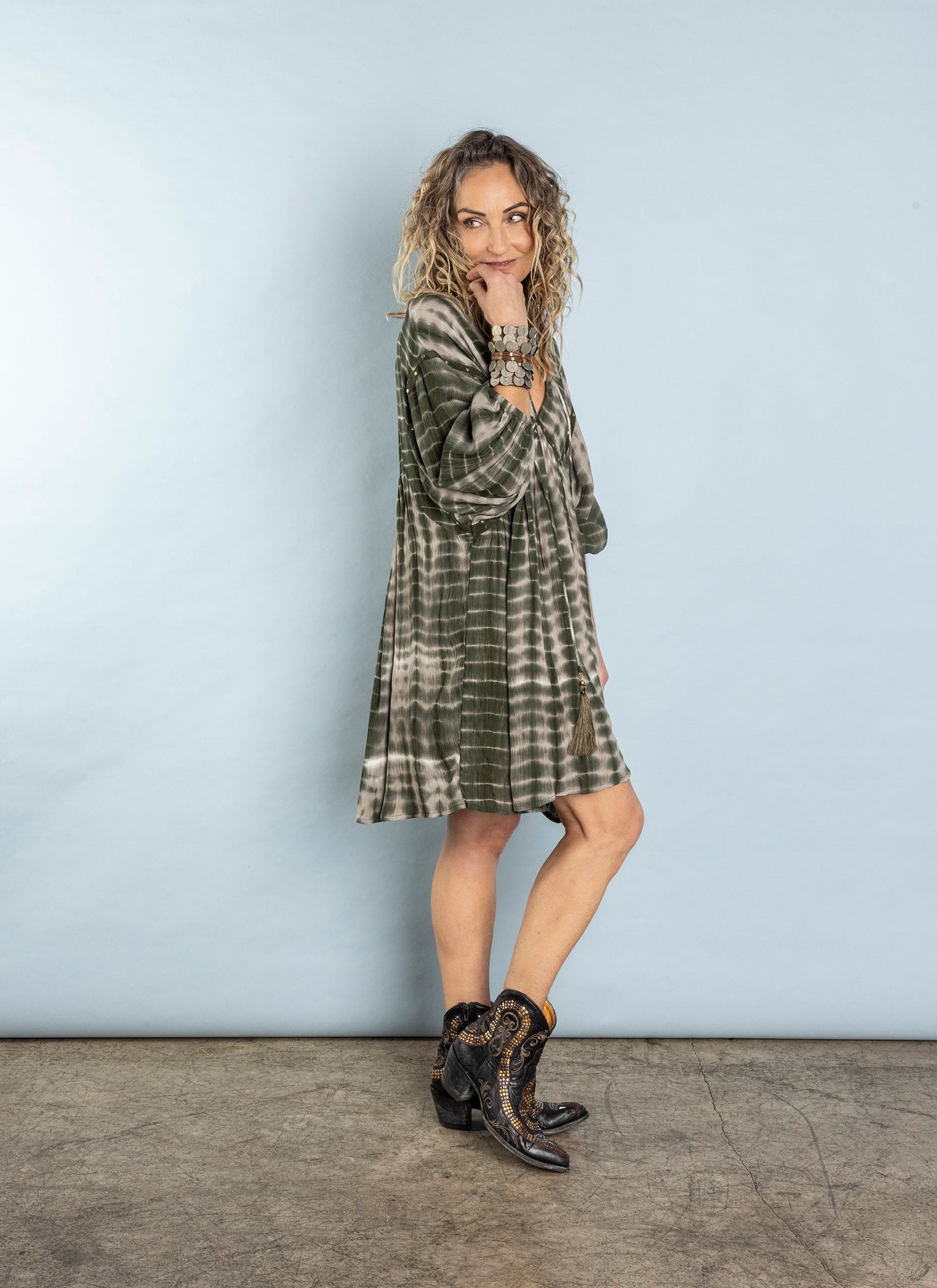 Hermosa Swing Mini Dress Olive