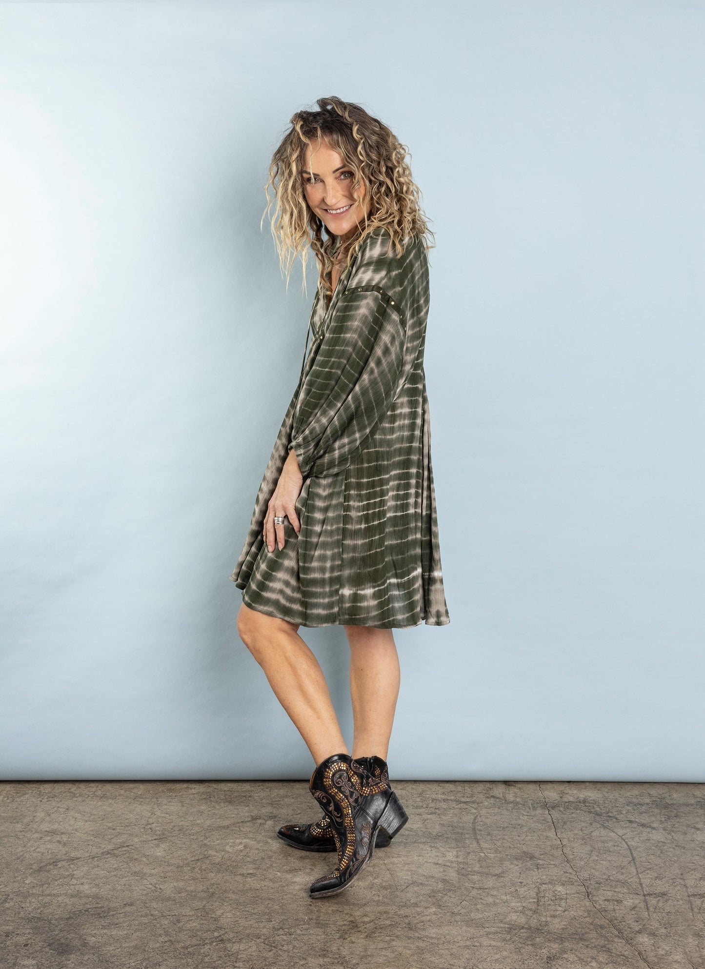 Hermosa Swing Mini Dress Olive