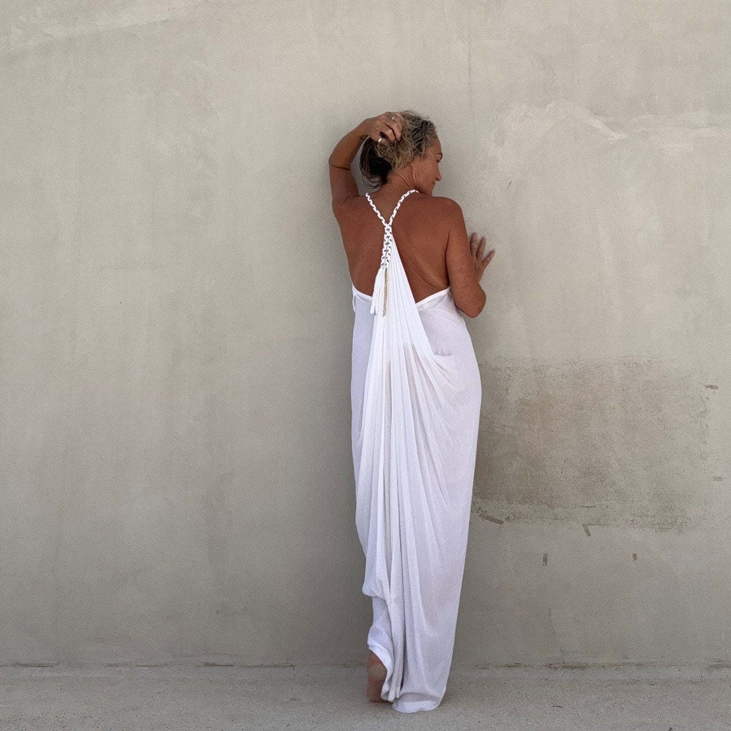 Manhattan Low Back Maxi Dress White