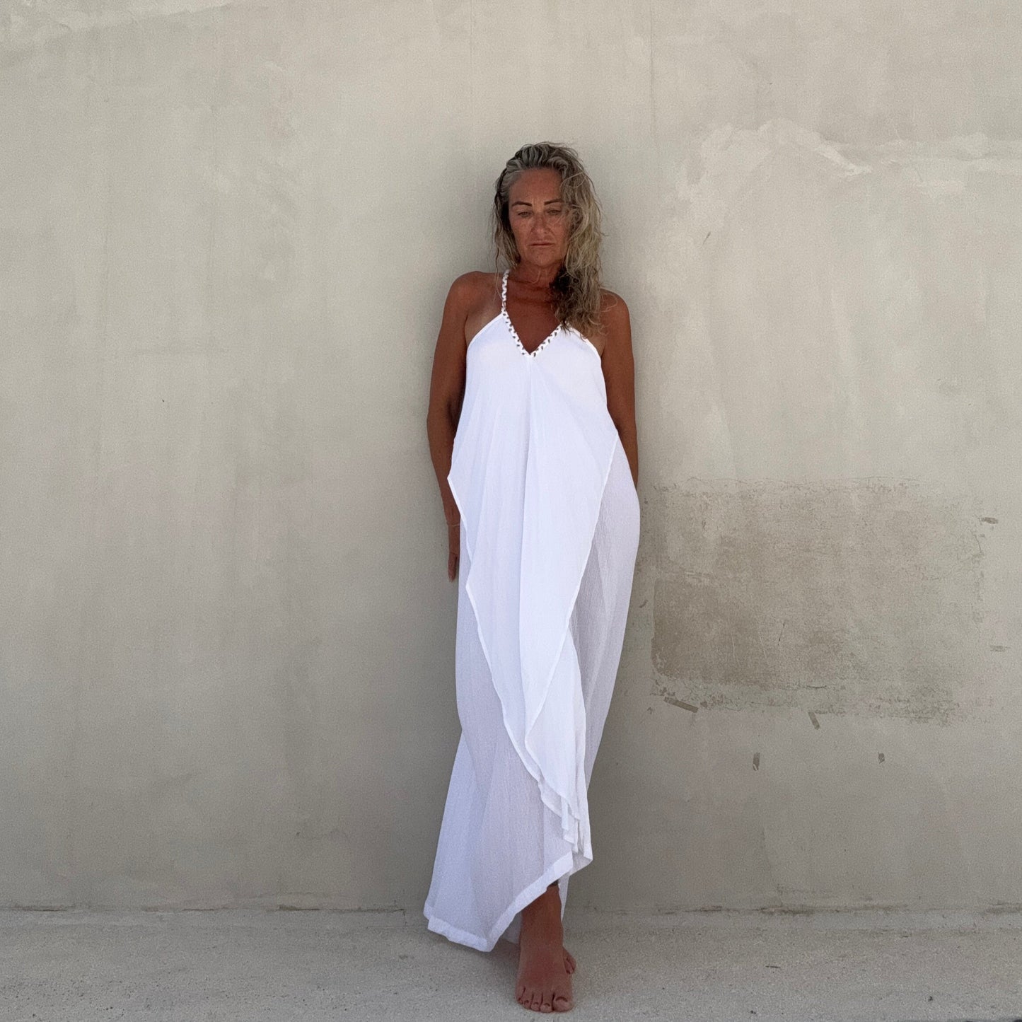 Manhattan Low Back Maxi Dress White