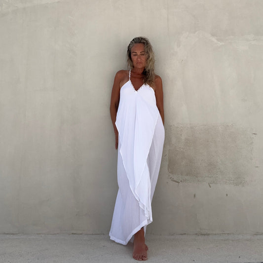 Manhattan Low Back Maxi Dress White