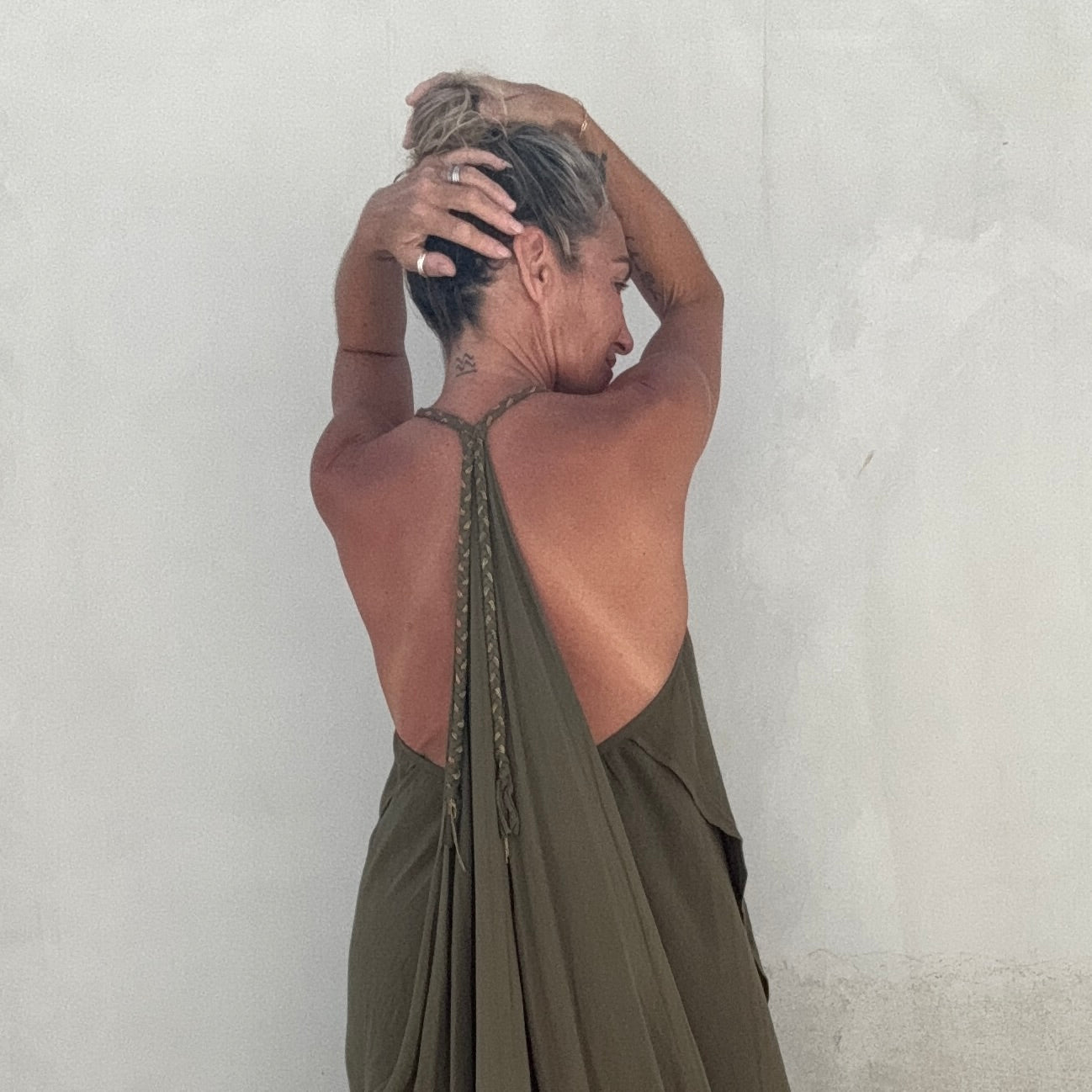 Manhattan Low Back Maxi Dress Olive