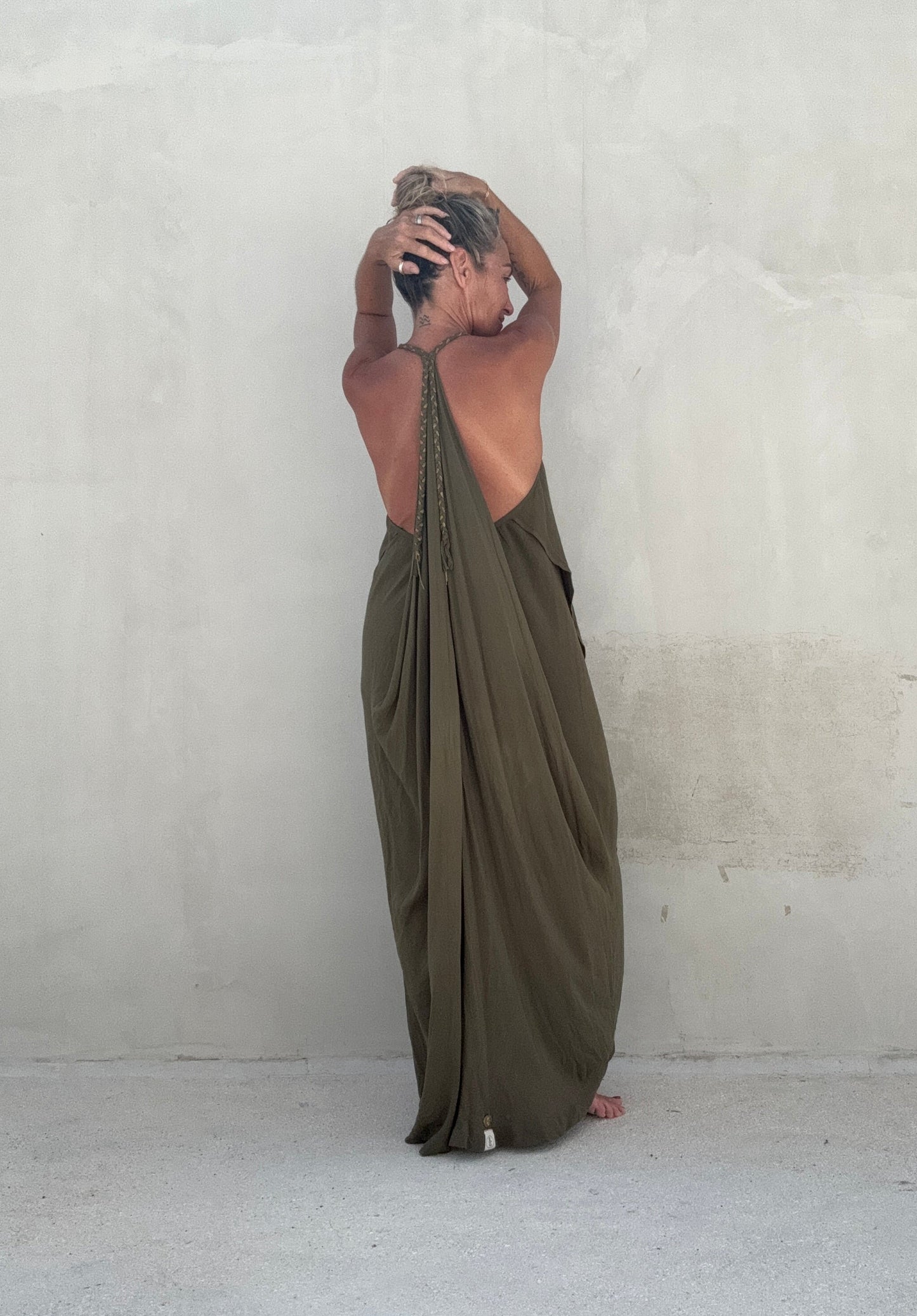 Manhattan Low Back Maxi Dress Olive