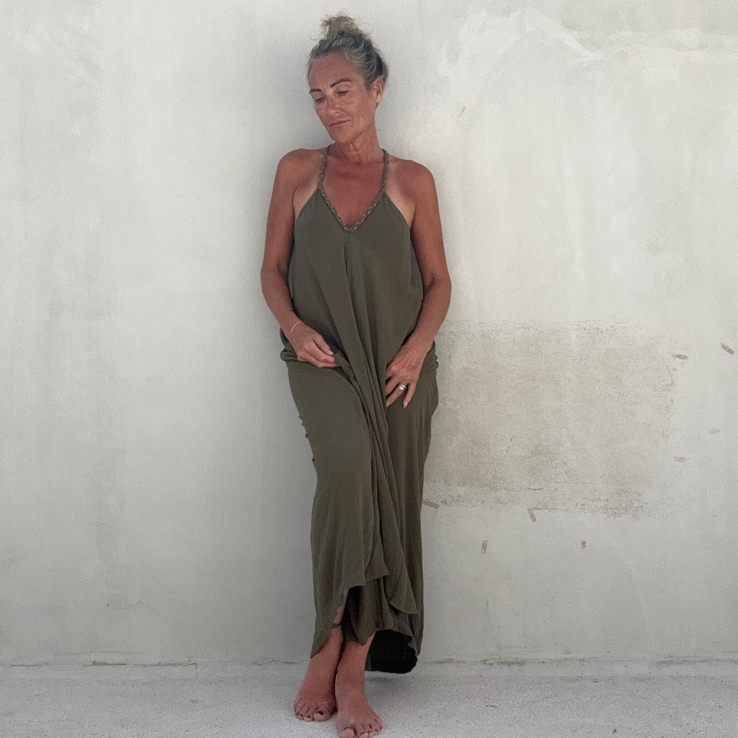 Manhattan Low Back Maxi Dress Olive