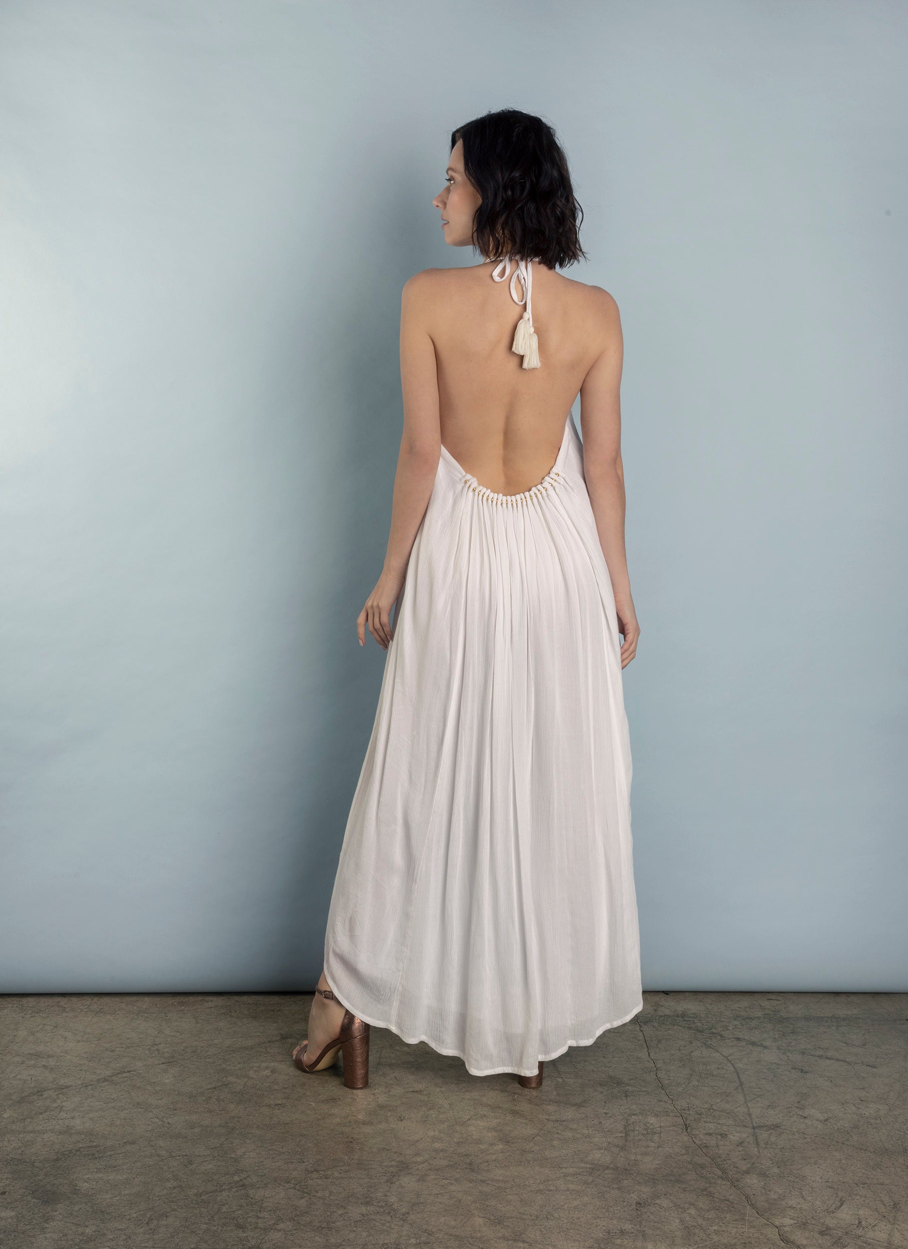 Low back sales white maxi dress